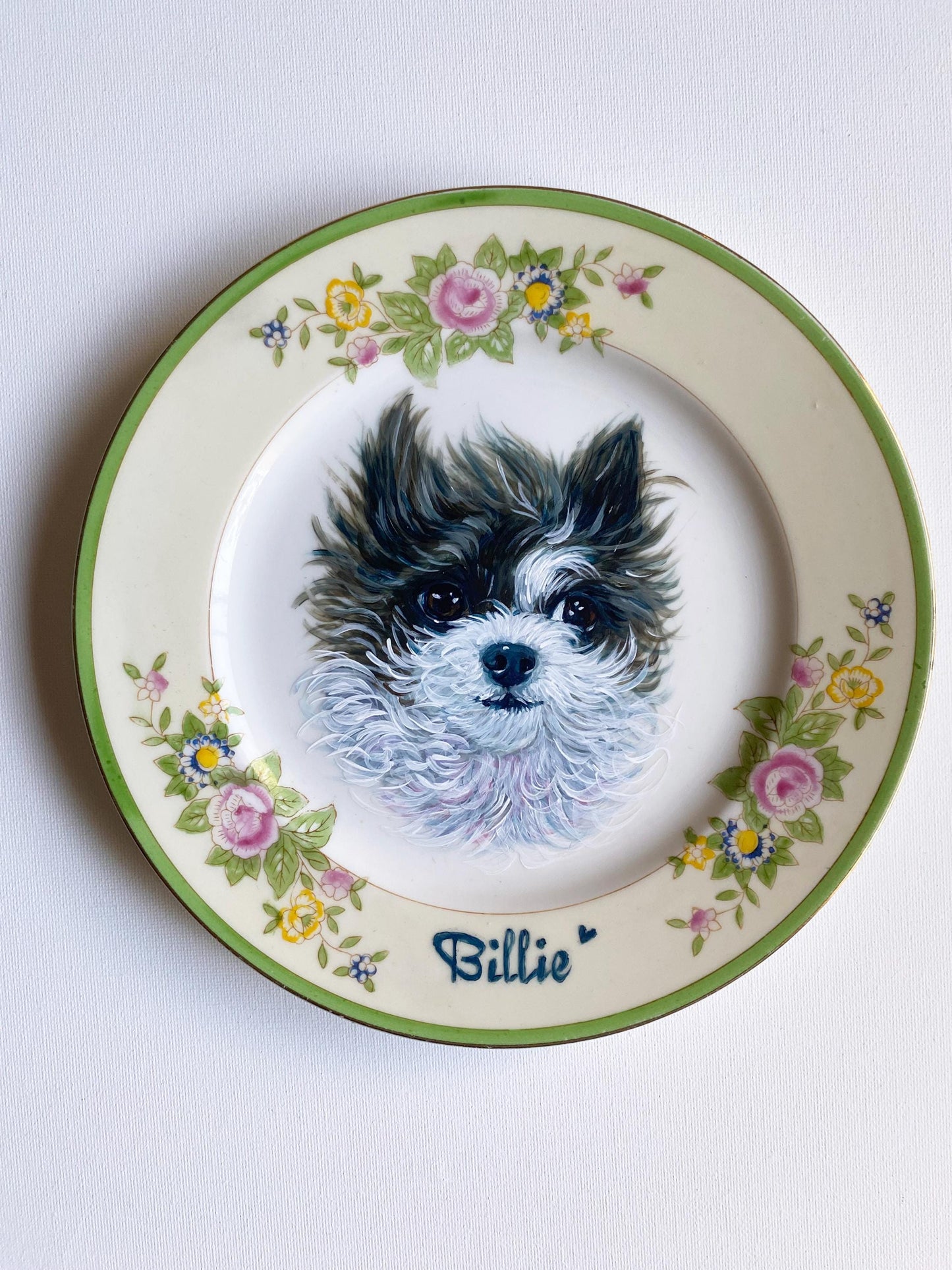 Custom Hand-Painted Dog Portrait on a Vintage Plate, Bavaria, small 6"