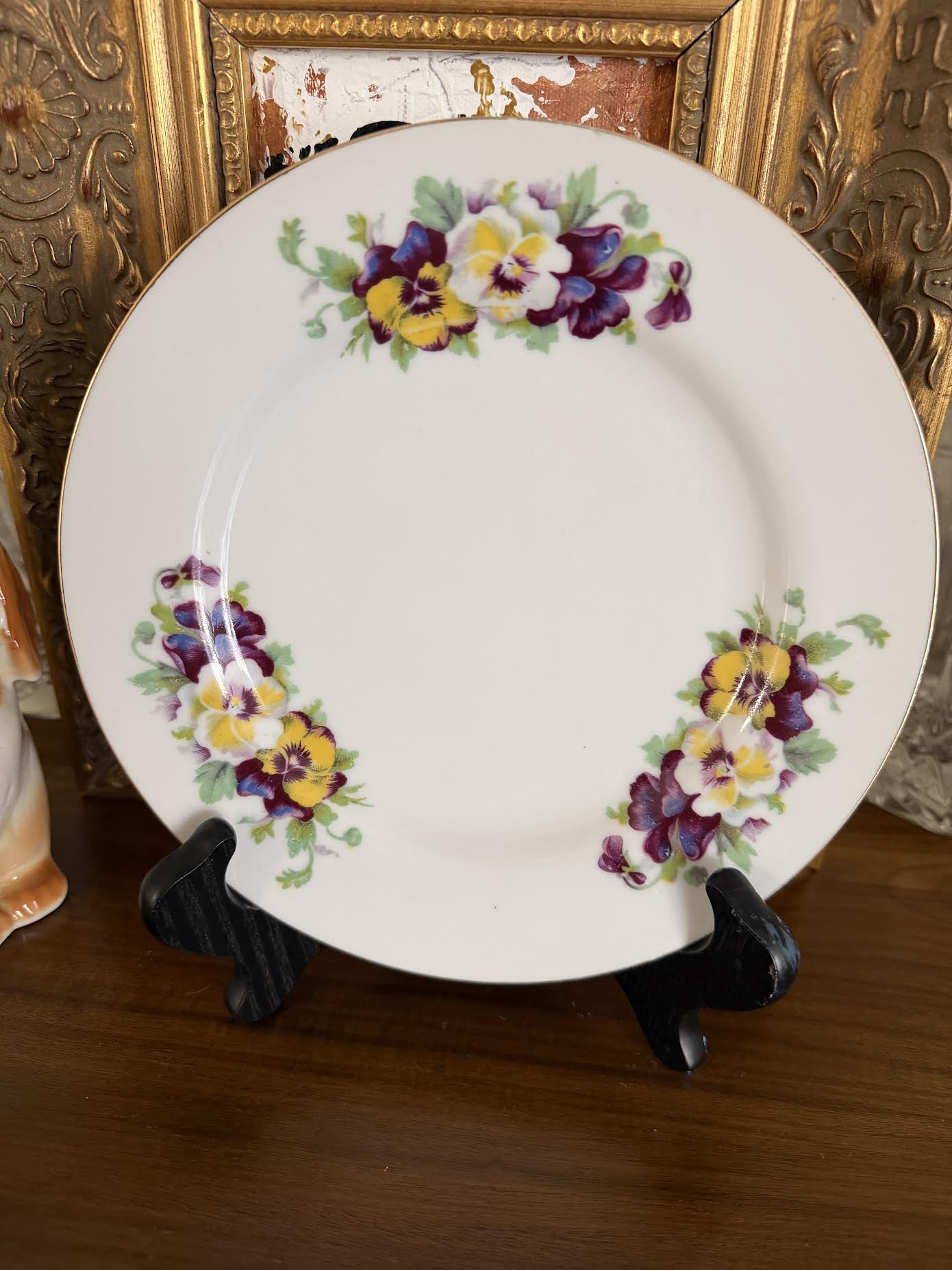 Custom Hand-Painted Dog Portrait on a Vintage Plate, Pansy delight, Medium 8"