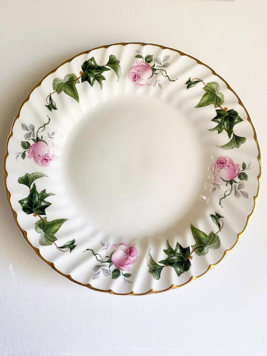 Custom Hand Painted Dog Portrait on Vintage Plate, Regency Rose, medium 7.5" size