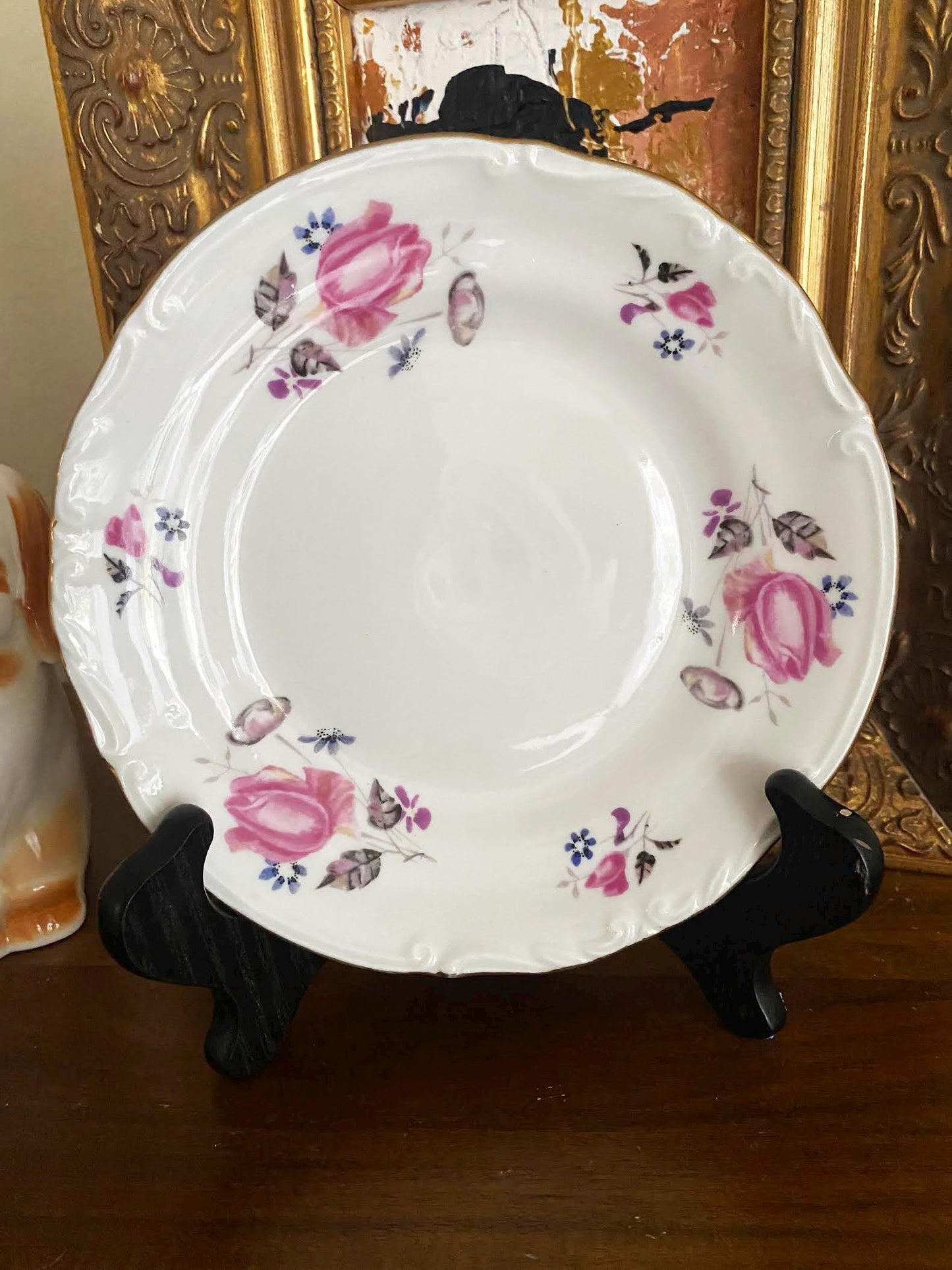 Custom Hand-Painted Dog Portrait on a Vintage Plate, Rosey, small 6"