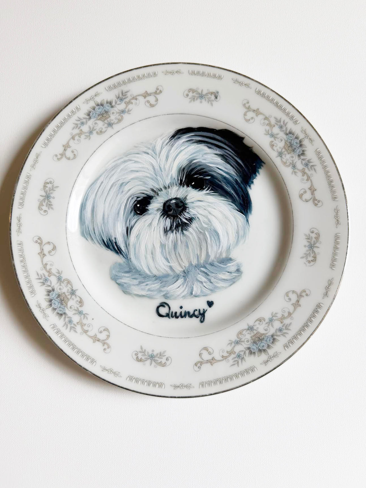 Custom Hand-Painted Dog Portrait on a Vintage Plate, Heatherwood, small 6" Med 8"