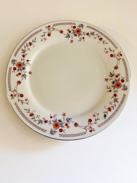 Custom Hand-Painted Dog Portrait on a Vintage Plate, Autumn floral, Med. size 8"