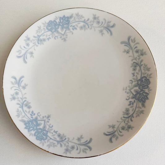 Custom Hand Painted Dog Portrait on Vintage Plate, Baby blue flair, 7.5" medium