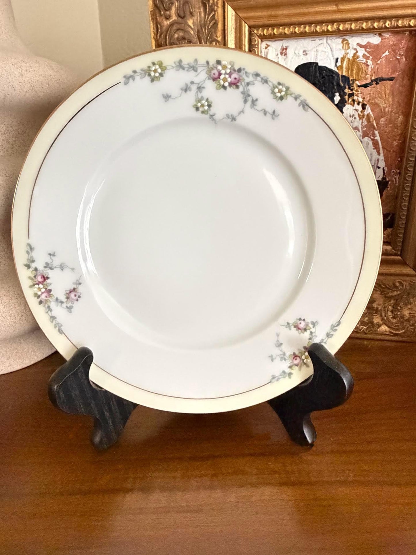 Custom Hand-Painted Dog Portrait on a Vintage Plate, dainty baviarian, small 6" med. 7.5"