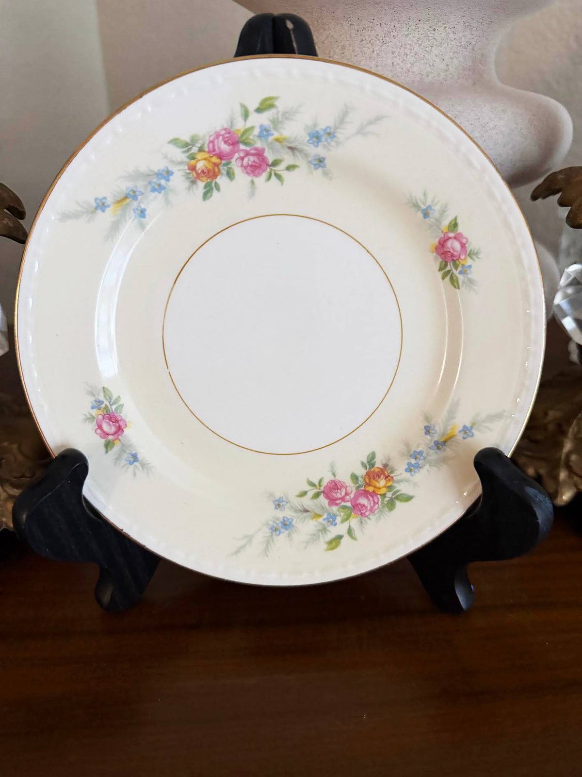 Custom Hand-Painted Dog Portrait on a Vintage Plate, Sweet Bouquet plate small 6" small