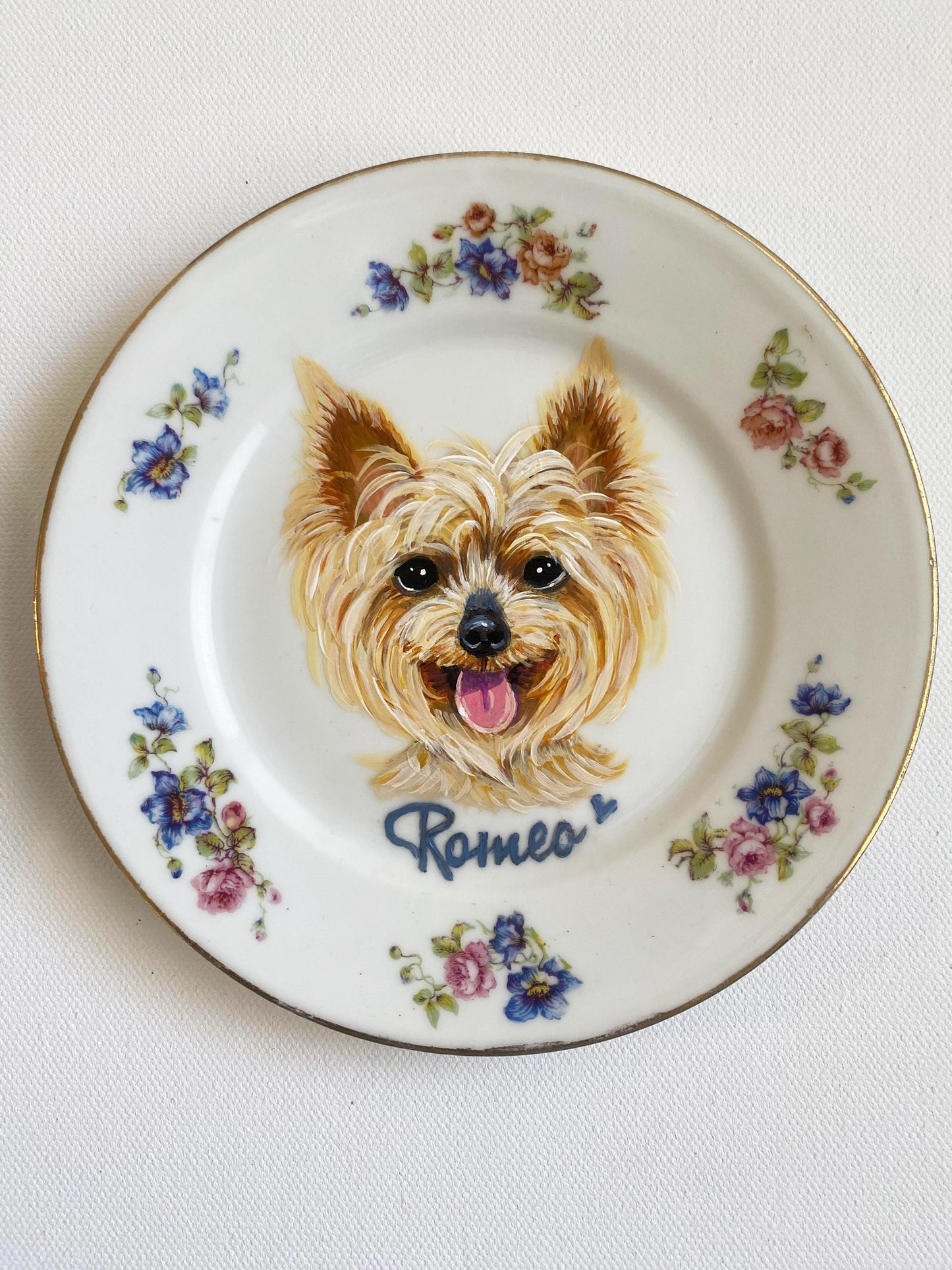 Custom Hand-Painted Dog Portrait on a Vintage Plate, Royal Bayreuth, Medium, 7-8"