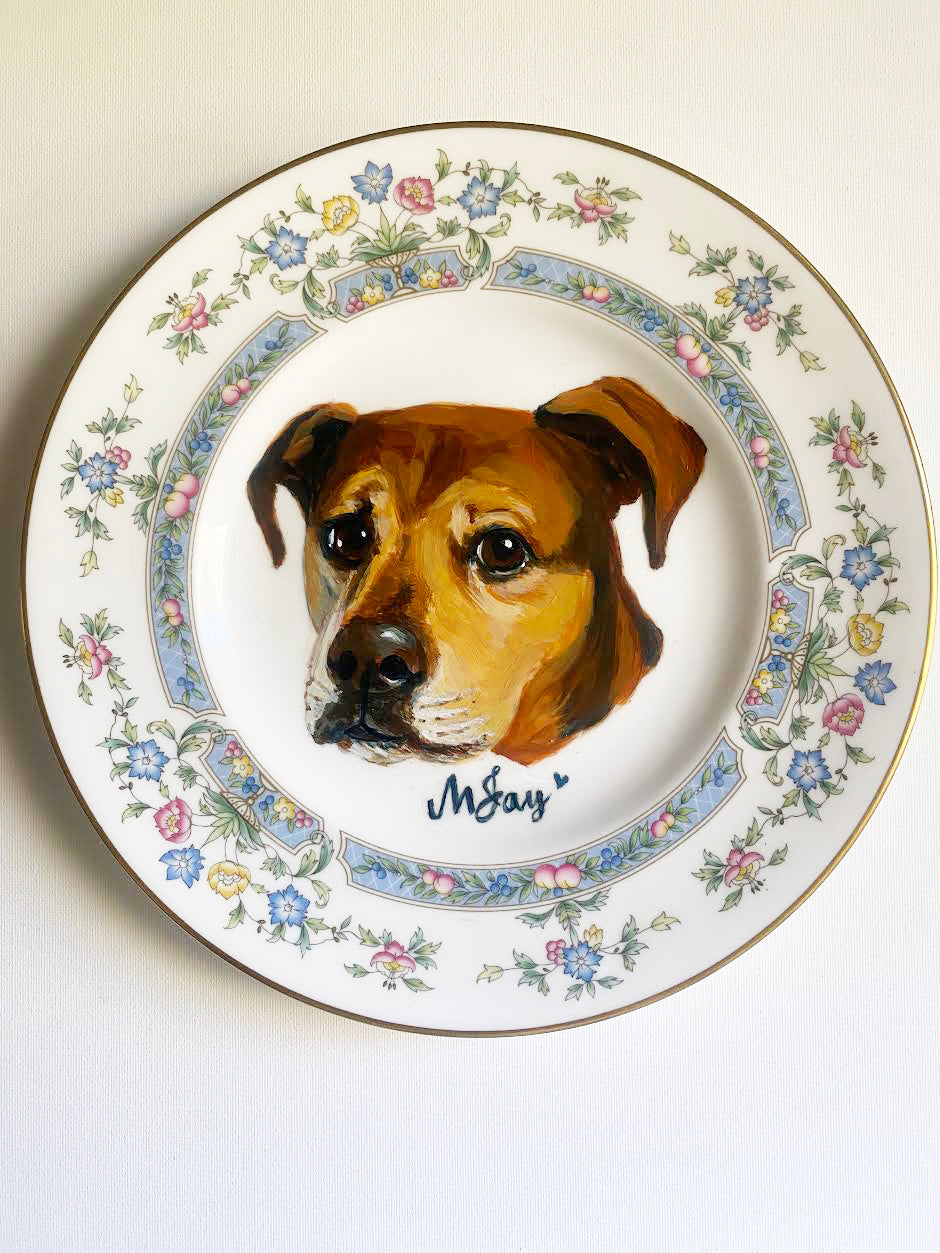 Custom Hand-Painted Dog Portrait on a Vintage Plate, Royal Bayreuth, 7.5" medium