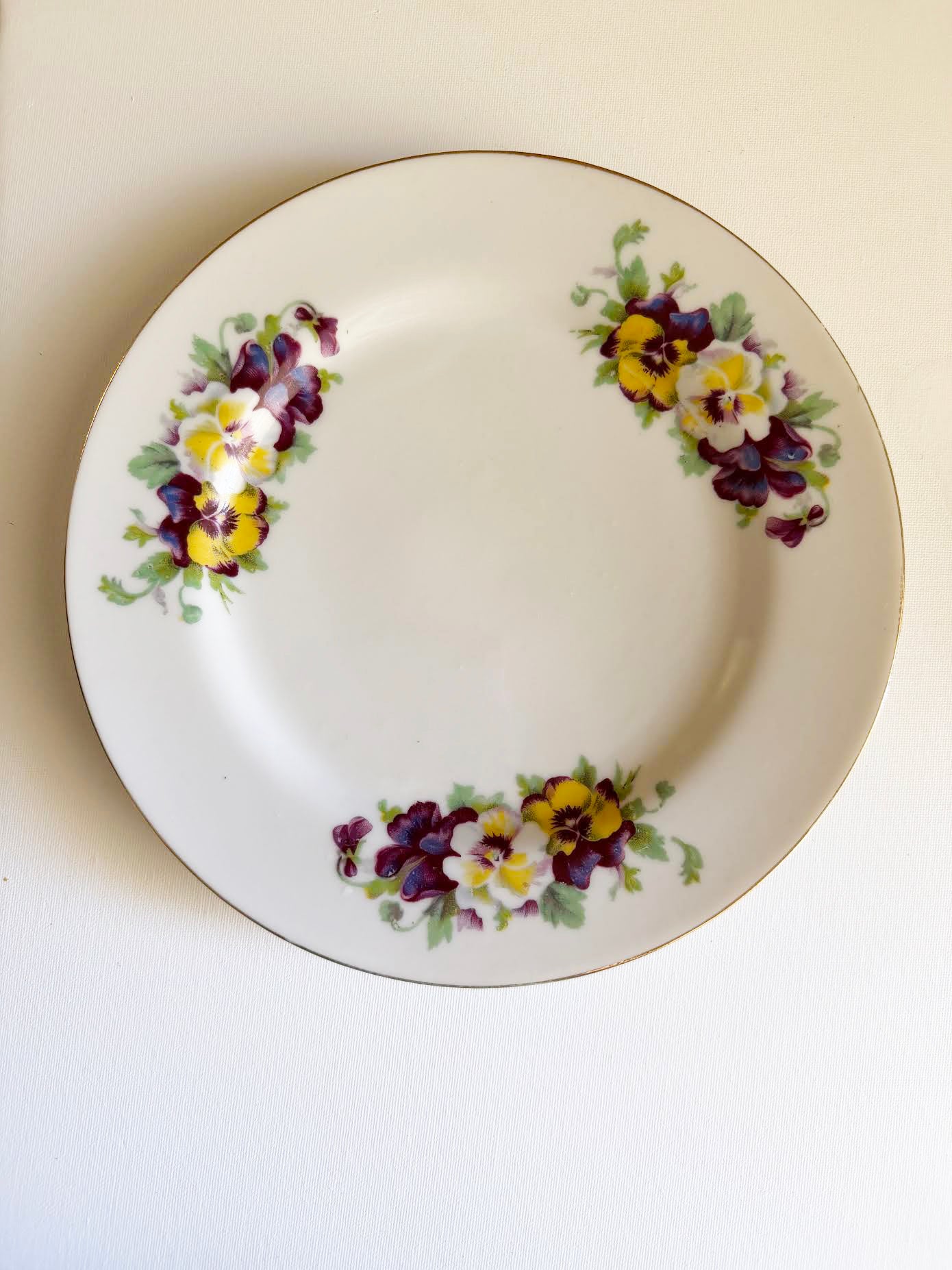Custom Hand-Painted Dog Portrait on a Vintage Plate, Pansy delight, Medium 8"