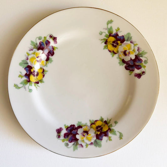 Custom Hand-Painted Dog Portrait on a Vintage Plate, Pansy delight, Medium 8"