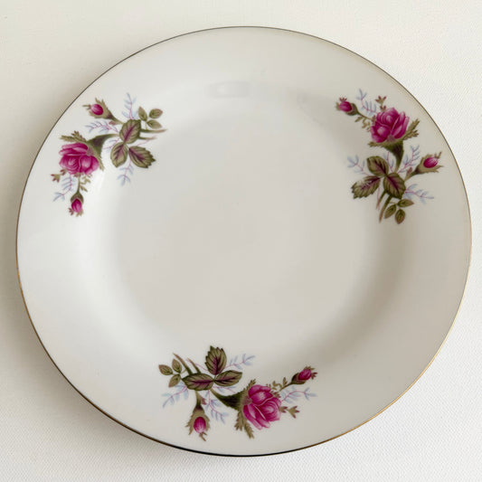 Custom Hand-Painted Dog Portrait on a Vintage Plate, pretty roses, Medium 8"