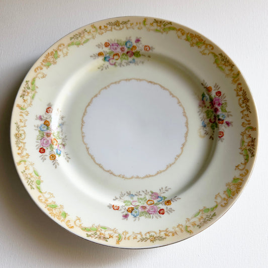 Custom Hand Painted Dog Portrait on Vintage Plate, Topaz floral, 7.5" medium